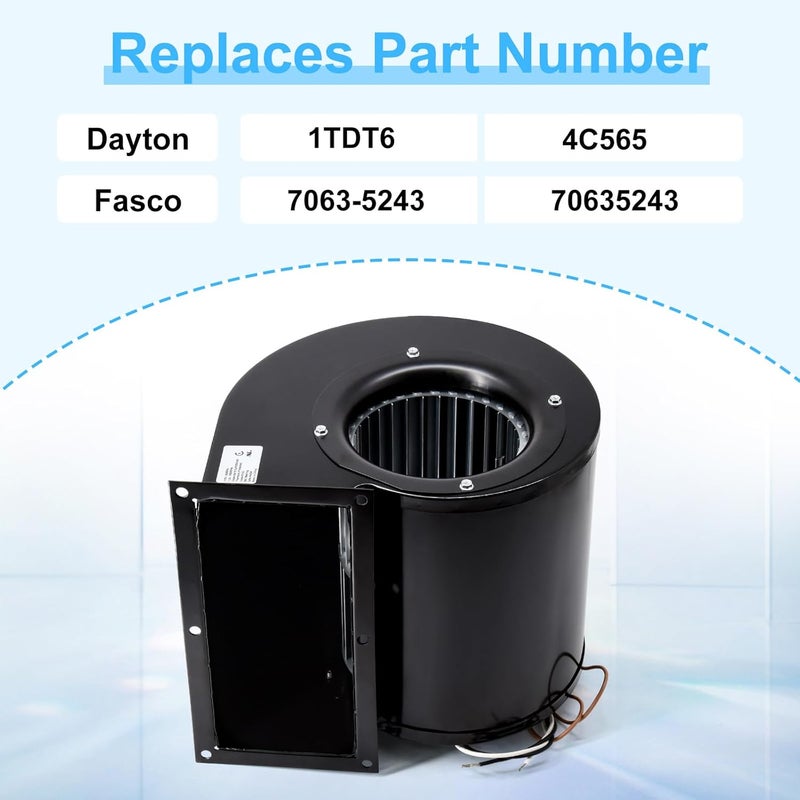 Adviace PSC Blower Motor for Dayton 1TDT6 4C565 & Fasco 7063-5243, Interchange Replacement Blower for Dayton 1TDT6 - Image 2